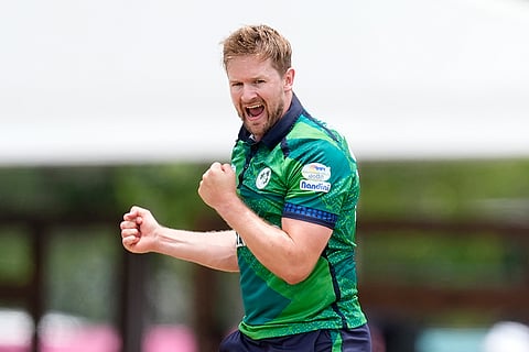 Ireland's Barry McCarthy celebrates Shadab Khan's wicket